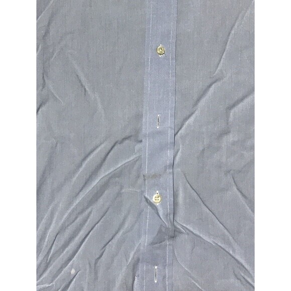 yves saint laurent button up shirt Men 15 Blue Collar Cotton Long Sleeve @G5 - Picture 4 of 8